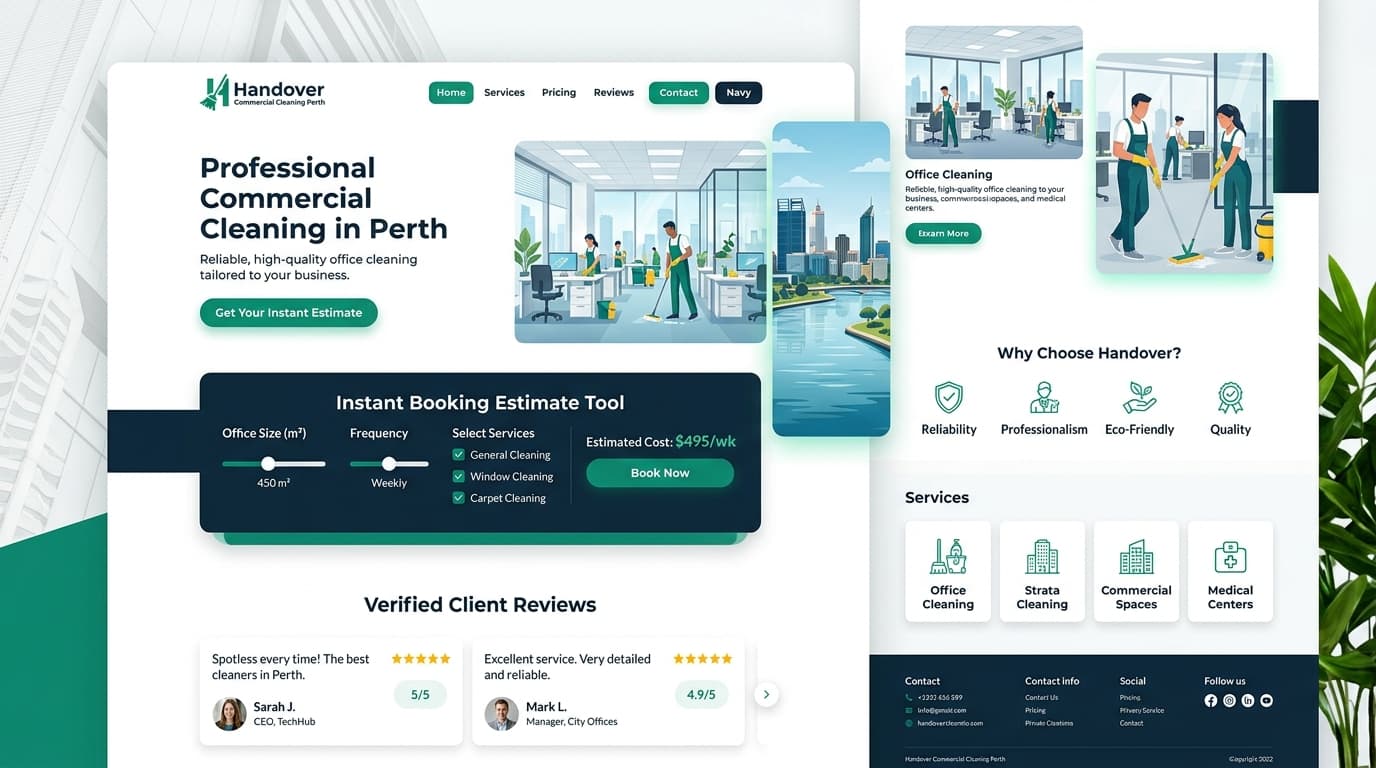 Handover Commercial Cleaning web platform preview
